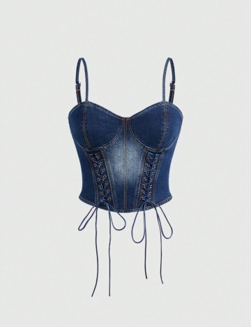 Top Romwe by Shein, albastru
