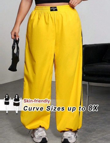 Pantaloni Shein Curve+, galben