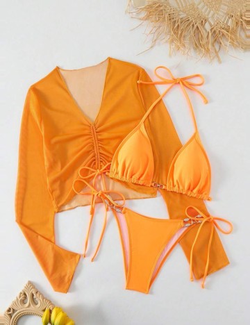 Set costum de baie Shein, portocaliu