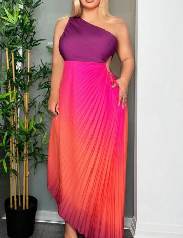 Rochie maxi Shein Curve+, mix culori