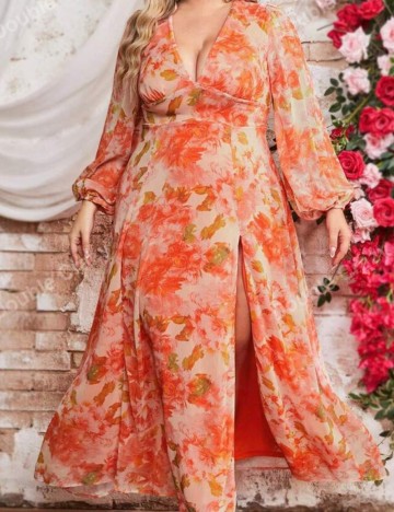 Rochie maxi Shein Curve+, mix culori