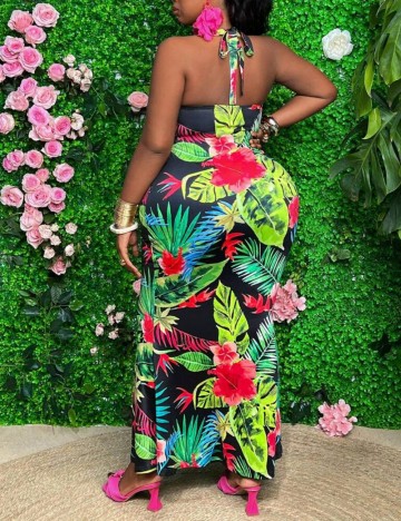 Rochie maxi Shein Curve+, mix culori