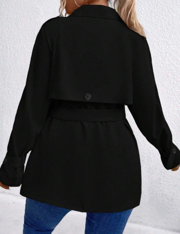 Trench scurt Shein Curve+, negru