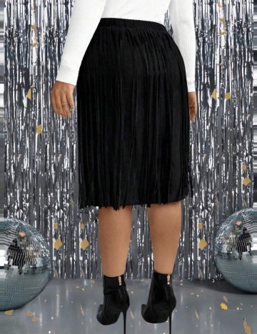 Fustă midi Shein Curve+, negru