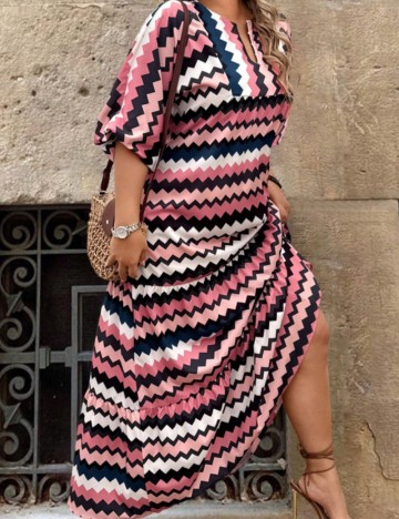 Rochie maxi Shein Curve+, mix culori