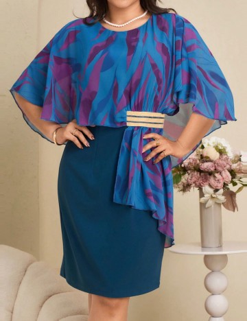 Rochie midi Shein Curve+, mix culori