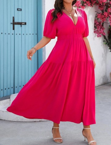 Rochie maxi Shein Curve+, roz