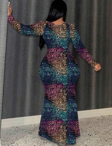 Rochie maxi Shein Curve+, mix culori