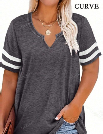 Tricou Shein Curve+, gri
