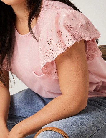 Tricou Shein Curve+, roz