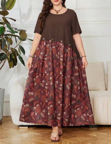 Rochie maxi Shein Curve+, mix culori