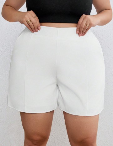Pantaloni scurți Shein Curve+, alb