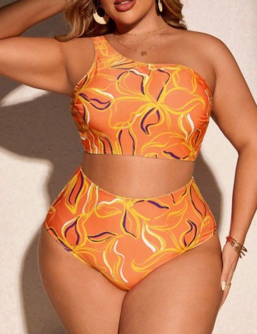 Set costum de baie și fustă Shein Curve+, mix culori