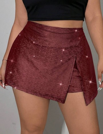 Fustă Pantalon Shein Curve+, vișiniu