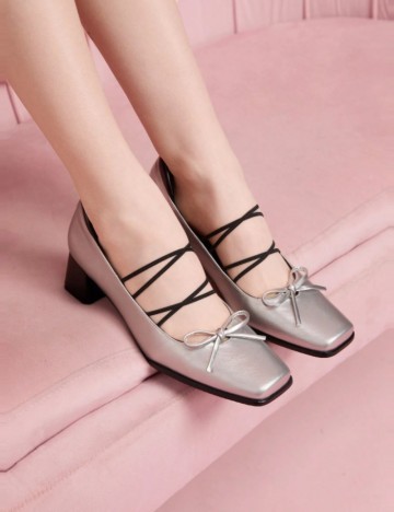 Pantofi cu toc CUCCOO by SHEIN, argintiu