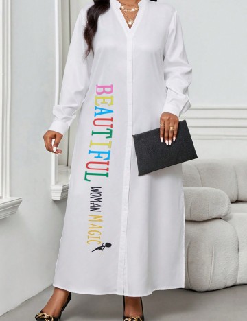 Rochie maxi Shein Curve+, alb
