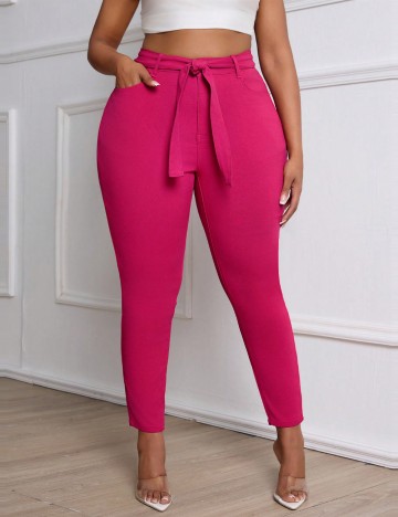 Pantaloni Shein Curve+, roz