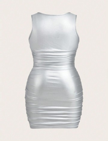 Rochie mini Shein Curve+, argintiu