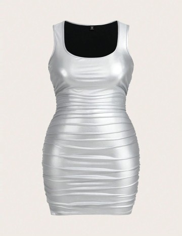 Rochie mini Shein Curve+, argintiu