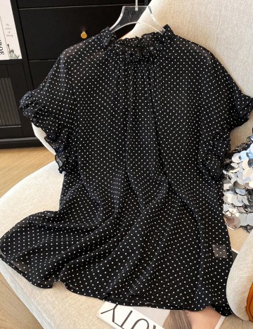 Cămașă cu mânecă scurtă Shein Curve+, negru