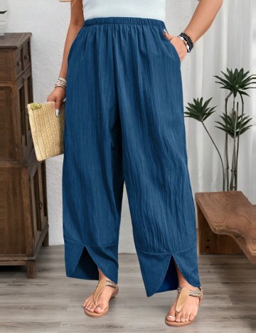 Pantaloni Shein Curve+, albastru