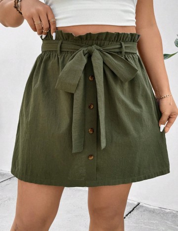 Fustă mini Shein Curve+, verde
