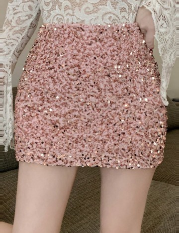Fustă mini DAZY / LESS by SHEIN, roz