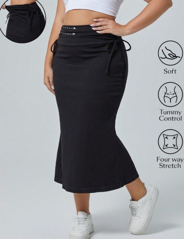 Fustă midi Shein Curve+, negru