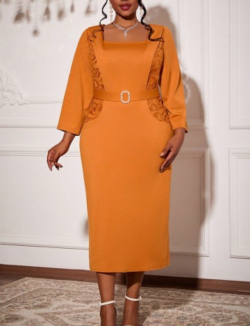 Rochie midi Shein Curve+, portocaliu