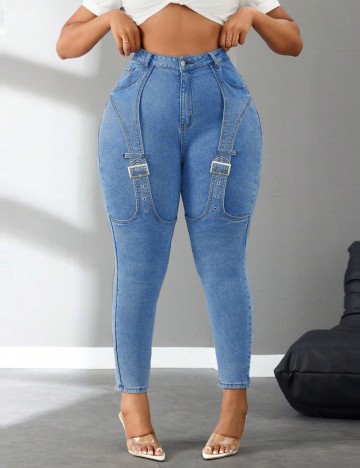 Jeans Shein Curve+, albastru