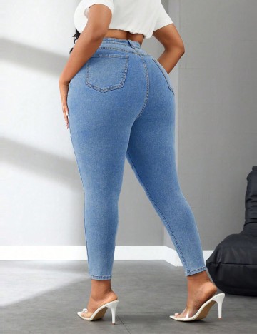 Jeans Shein Curve+, albastru