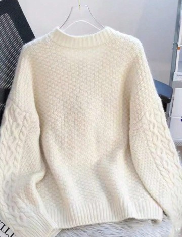 Pulover cu nasturi Shein, crem