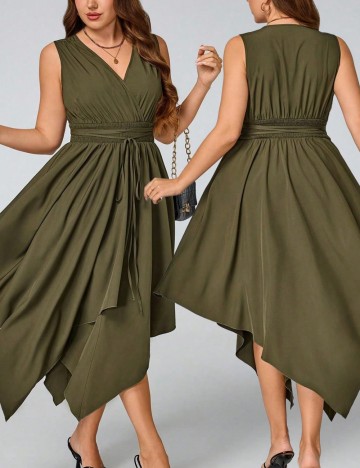 Rochie midi Shein Curve+, kaki