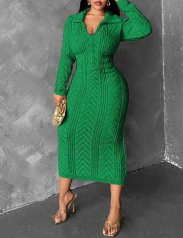 Rochie midi Shein Curve+, verde