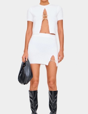 Fustă mini PRETTYLITTLETHING, alb