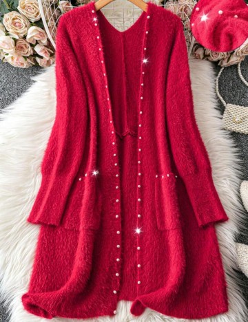 Cardigan Shein Curve+, roșu