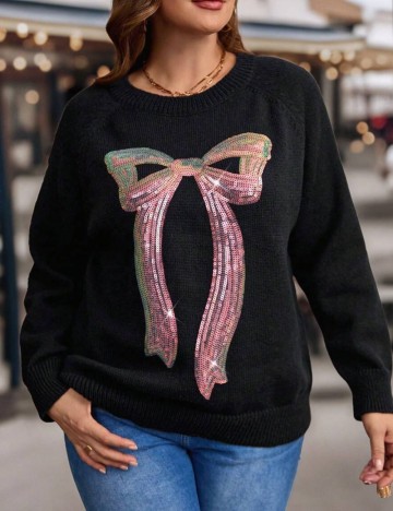 Pulover Shein Curve+, negru