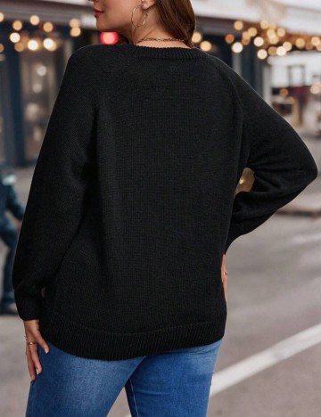 Pulover Shein Curve+, negru