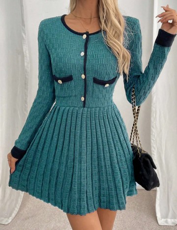 Rochie tricotată Shein, turcoaz