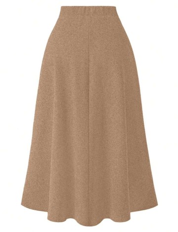 Fustă maxi Shein Curve+, maro
