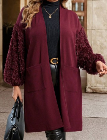 Cardigan Shein Curve+, vișiniu