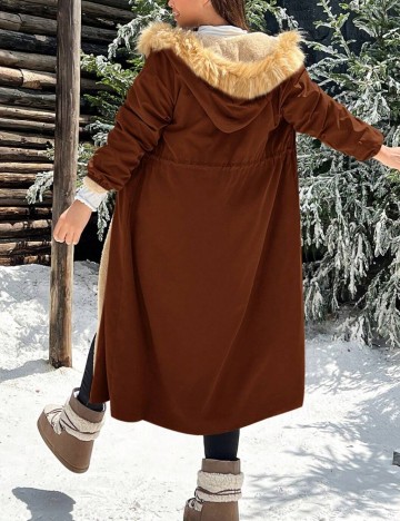 Geacă lungă Shein Curve+, maro