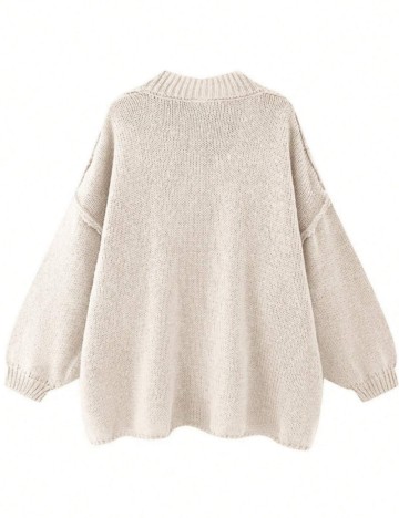 Pulover cu nasturi Shein Curve+, alb