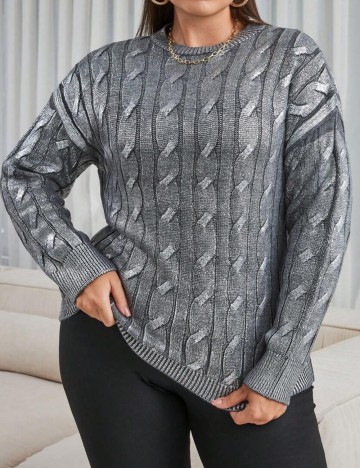 Pulover Shein Curve+, argintiu