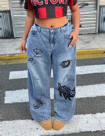 Jeans Shein Curve+, albastru