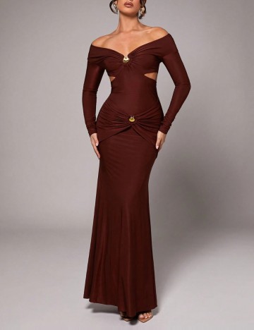 Rochie maxi Shein Silquee, cărămiziu