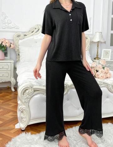 Compleu pijamale Shein, negru