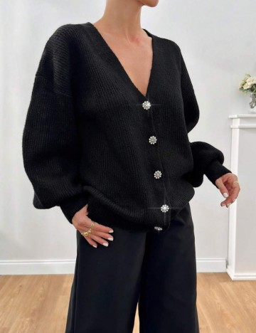 Pulover cu nasturi Shein, negru