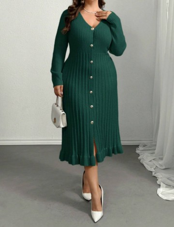 Rochie midi Shein Curve+, verde