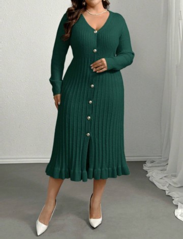 Rochie midi Shein Curve+, verde